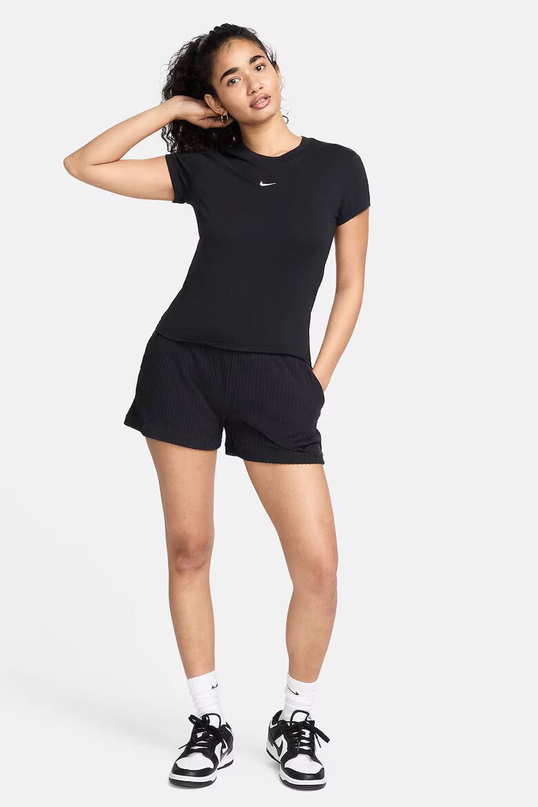 Nike Слим тениска с модал Черен/Бял