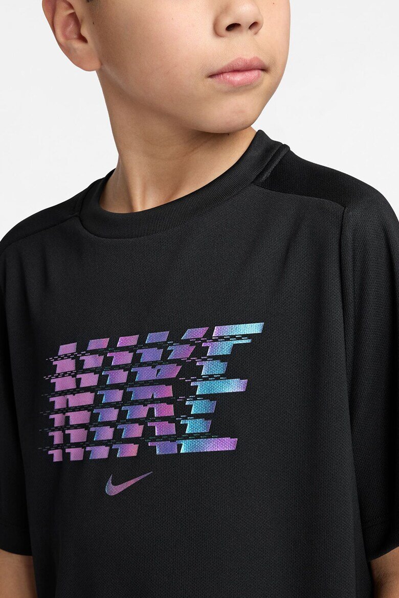 Nike Слим тениска за фитнес с контрастно лого Черен