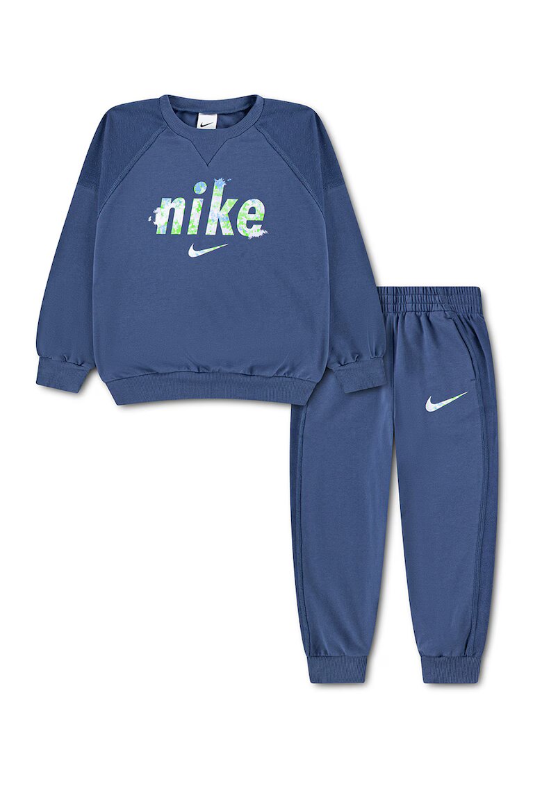 Nike Спортен екип с памук с лого - Тъмносин/Бял