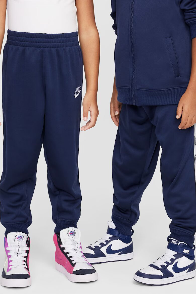 Nike Спортен екип с цип и лого Бял/Тъмносин