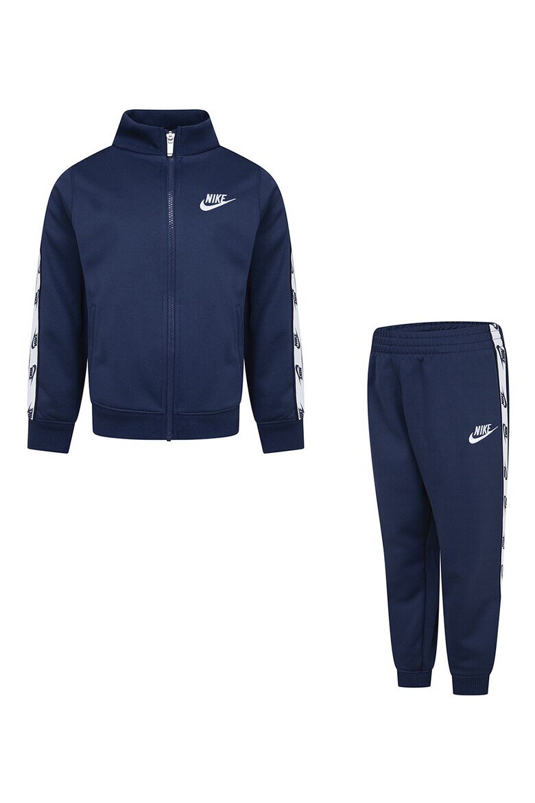 Nike Спортен екип с цип и лого Бял/Тъмносин