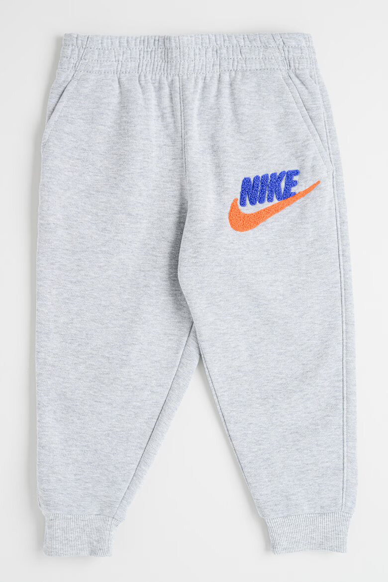 Nike Спортен панталон с памук с бродирано лого Сив меланж