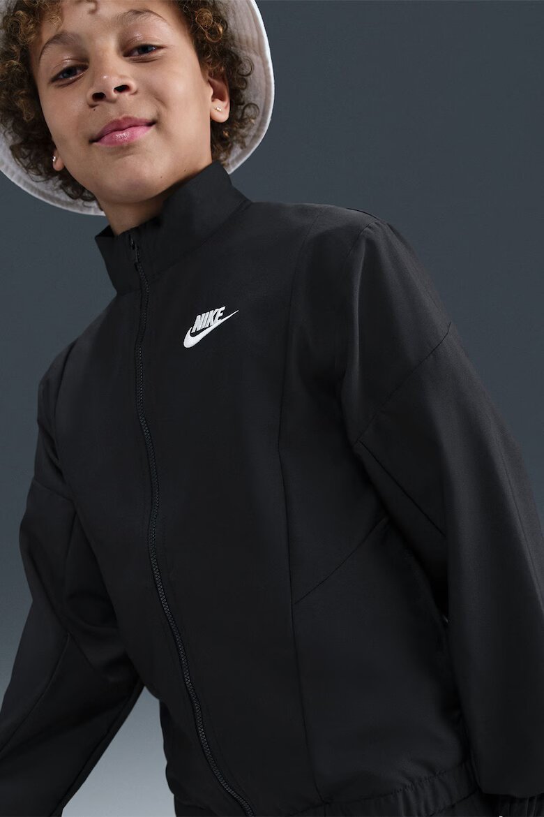 Nike Спортен панталон Sportswear с цип Бял/Избеляло черно
