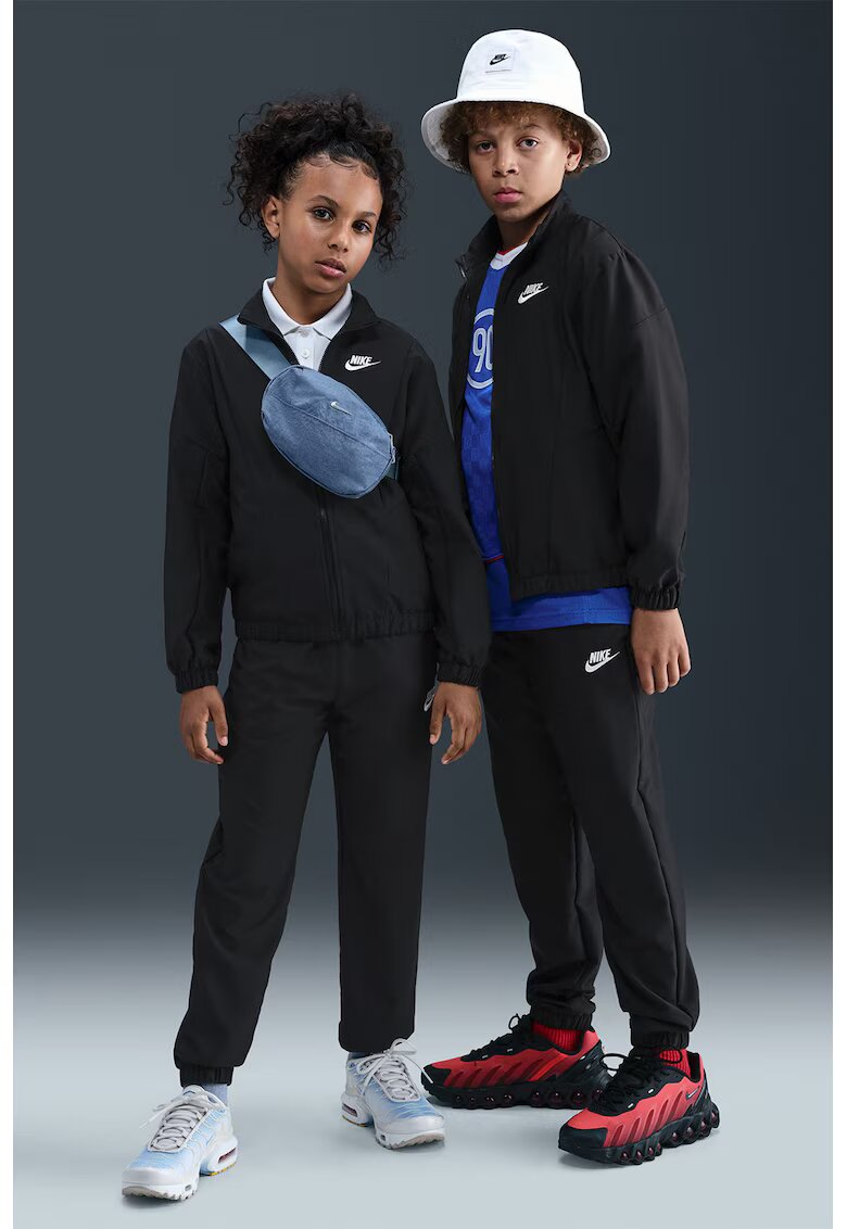 Nike Спортен панталон Sportswear с цип - Бял/Избеляло черно