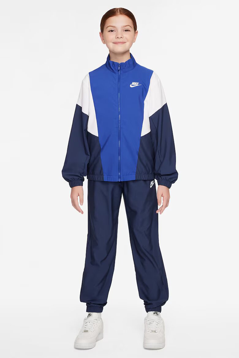 Nike Спортен панталон Sportswear с цип Бял/Кралско Синьо/Тъмносин
