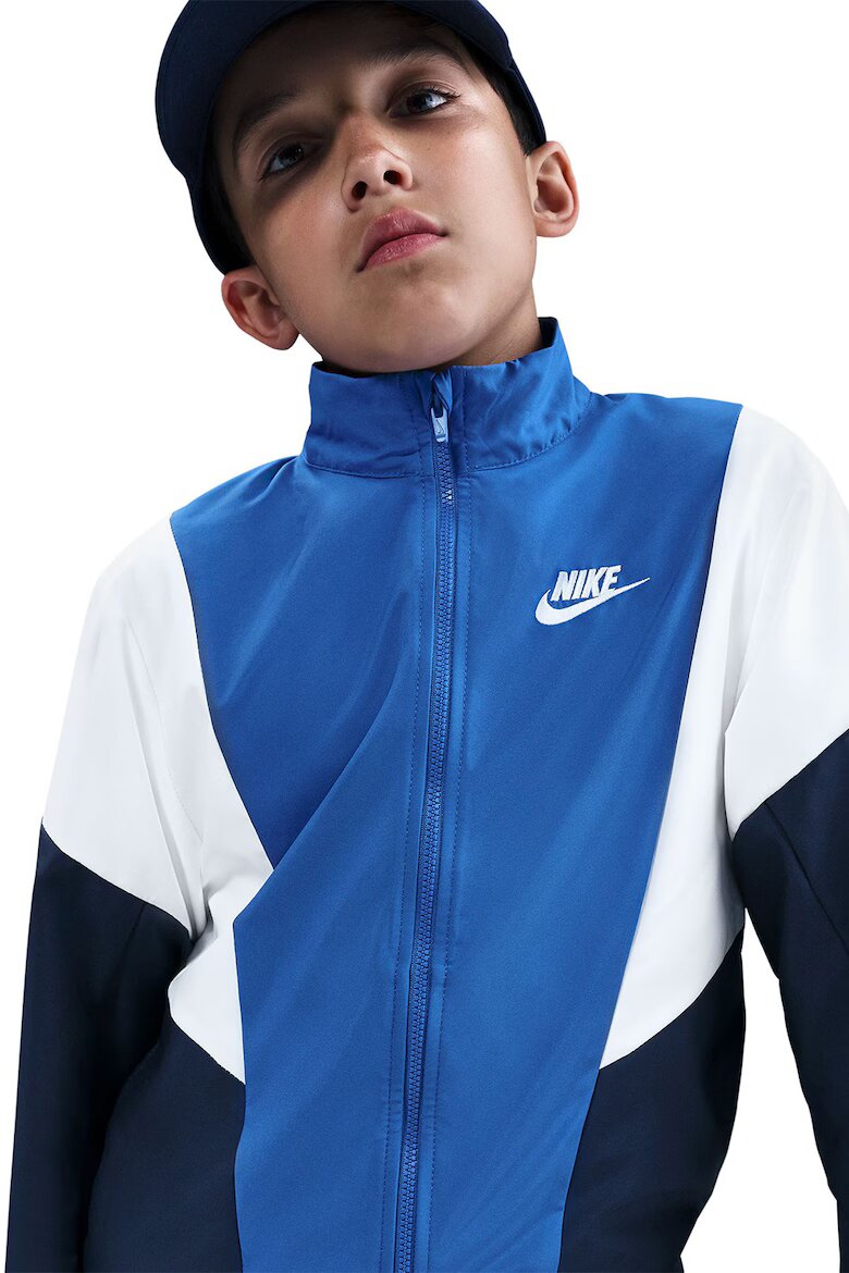 Nike Спортен панталон Sportswear с цип Бял/Кралско Синьо/Тъмносин