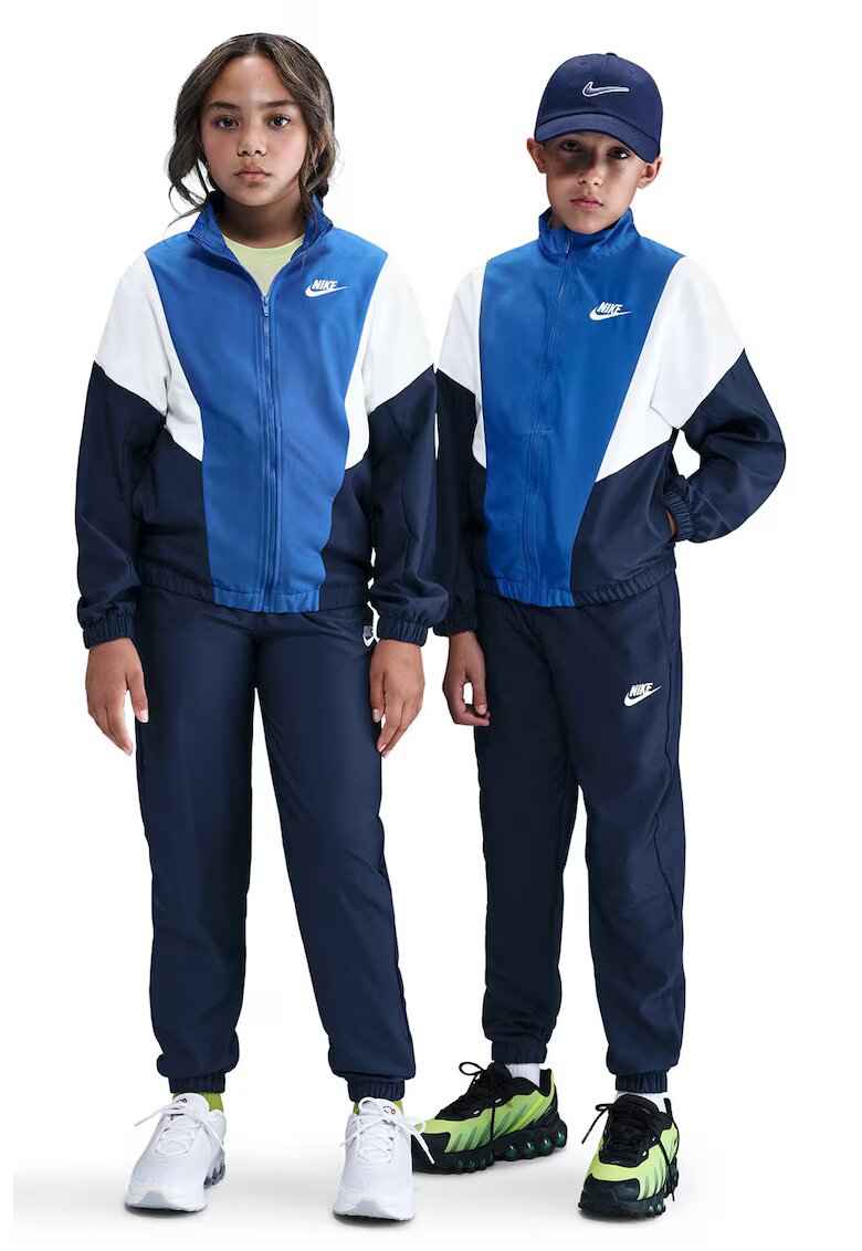 Nike Спортен панталон Sportswear с цип - Бял/Кралско Синьо/Тъмносин