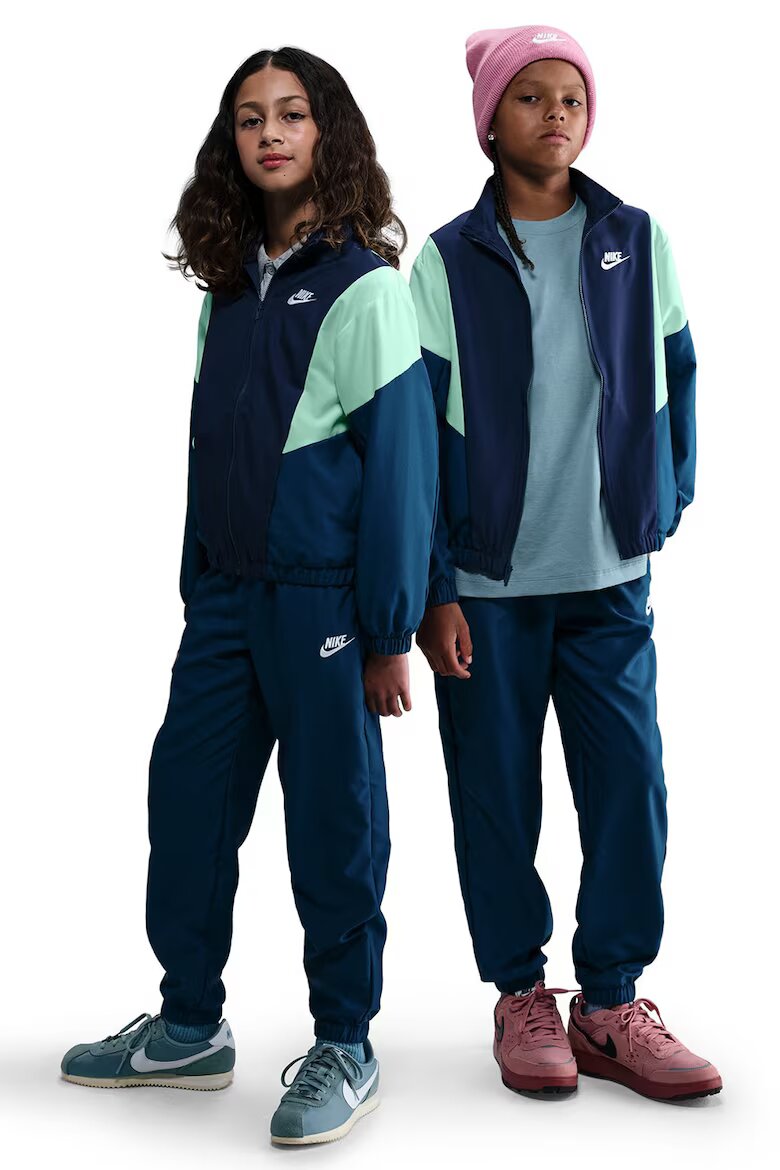 Nike Спортен панталон Sportswear с цип Тъмносин/Бледозелен