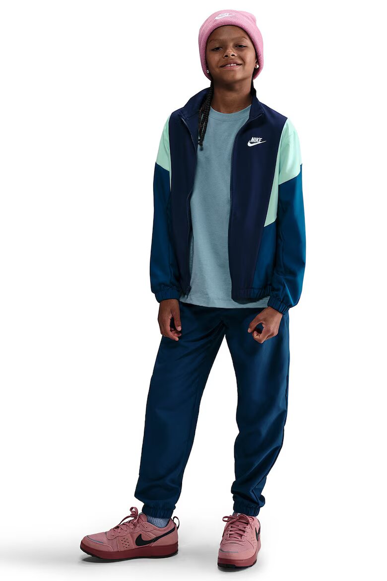 Nike Спортен панталон Sportswear с цип Тъмносин/Бледозелен