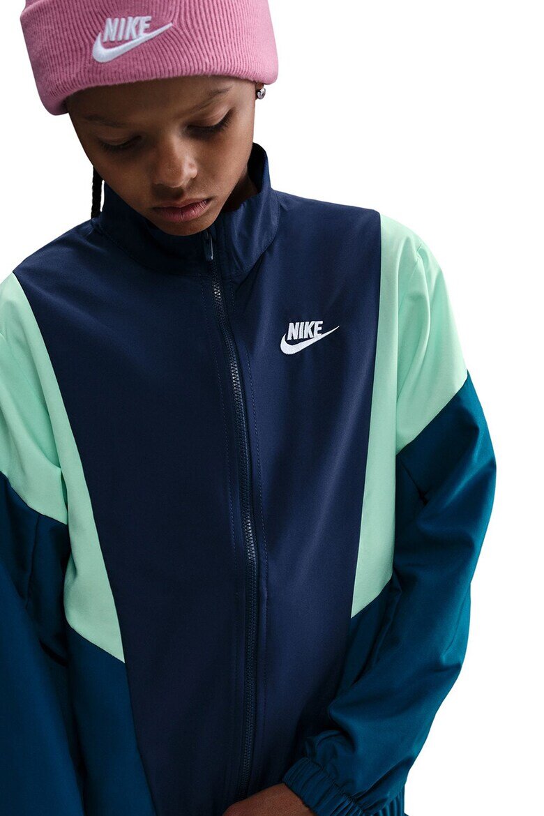 Nike Спортен панталон Sportswear с цип Тъмносин/Бледозелен