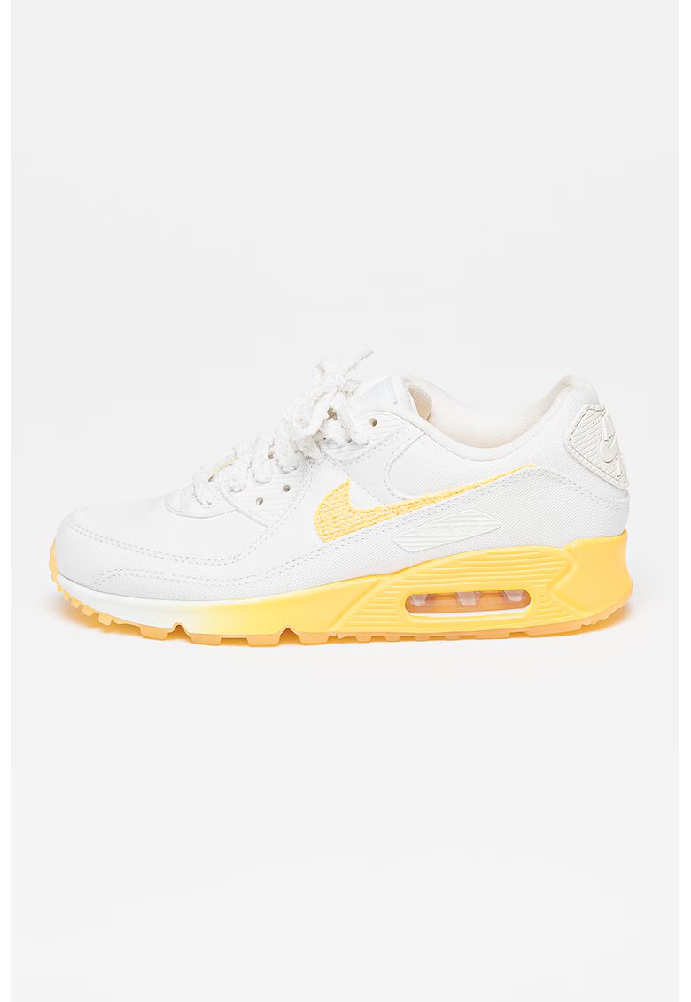 Nike Спортни обувки Air Max 90 от еко кожа - Бял/Шафраново жълто