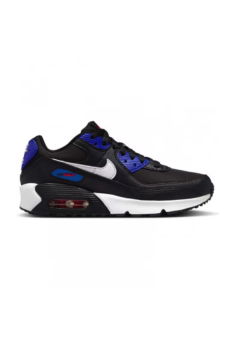 Nike Спортни обувки Air Max 90 от еко кожа и текстил - Черен/Кралско Синьо