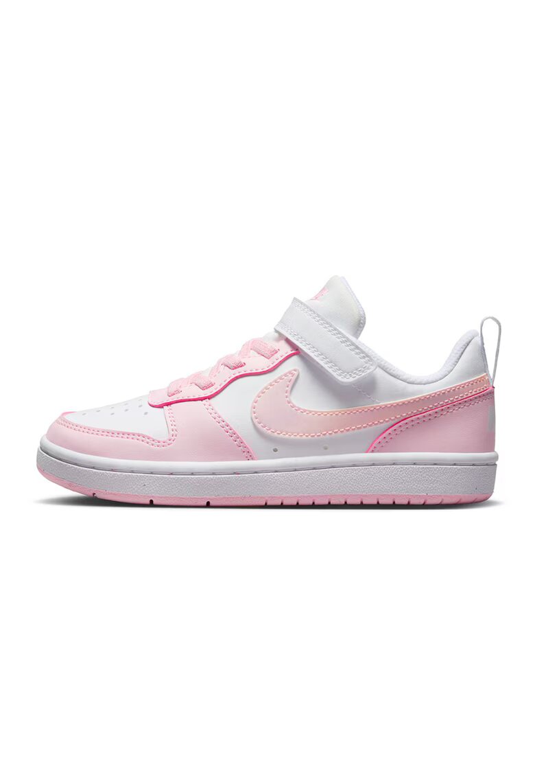 Nike Спортни обувки Court Borough от еко кожа с велкро - Бял/Розово