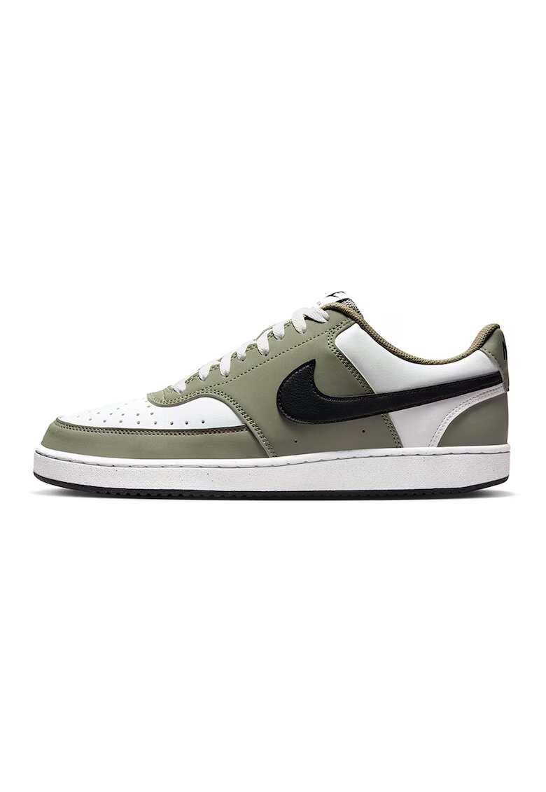 Nike Спортни обувки Court Vision от еко кожа - Избеляло черно/Бял/Папратово зелено