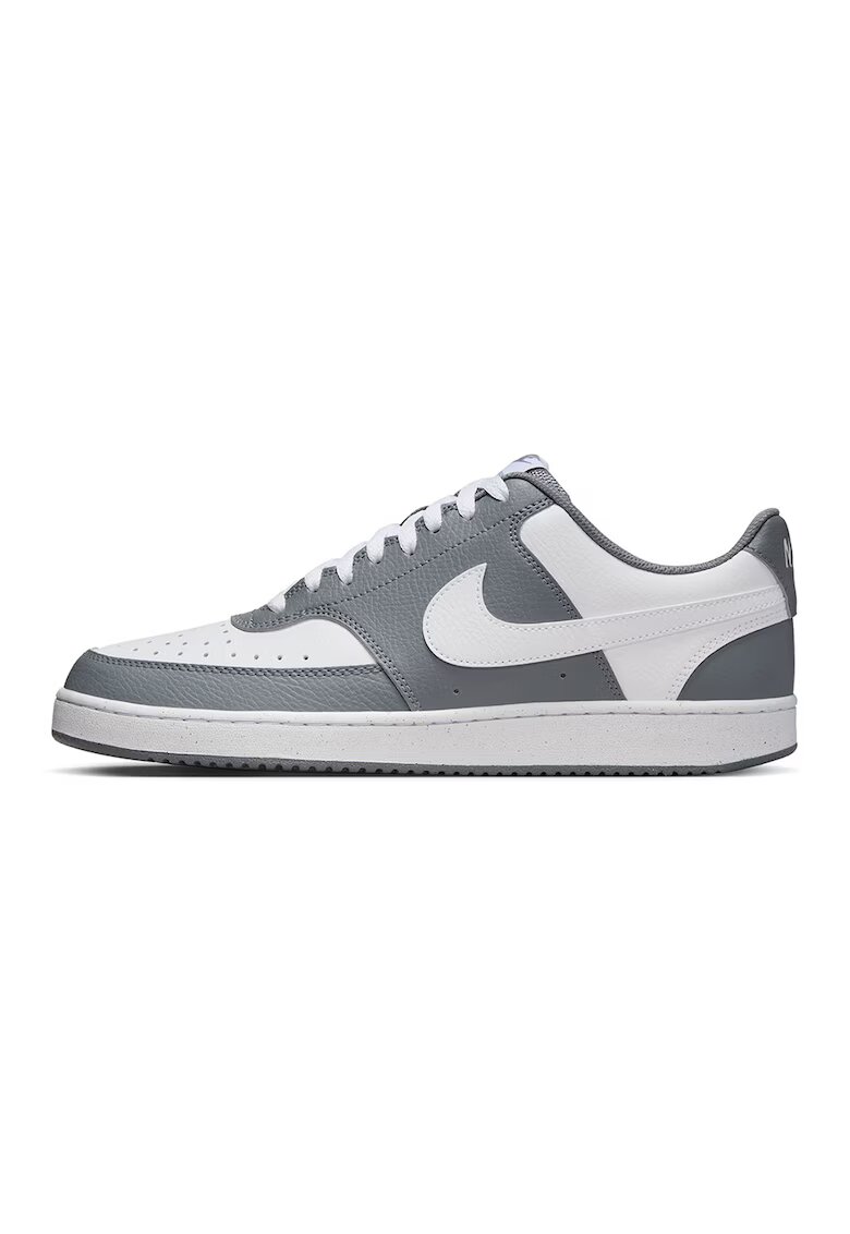 Nike Спортни обувки Court Vision от еко кожа с перфорации - Сив/Светло сив/Мръснобял