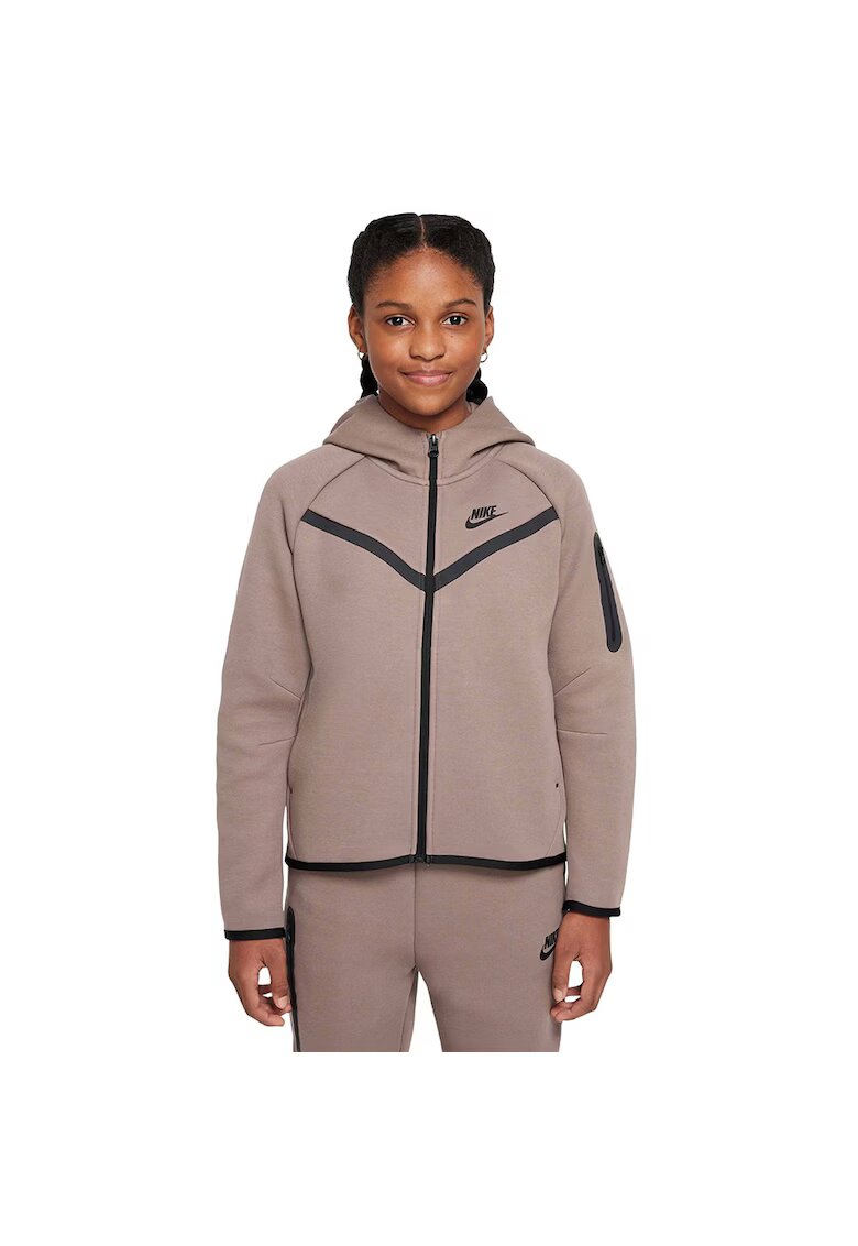 Nike Суичър Sportswear Tech FL JR HV8695-214 - Момичета - Кафяв