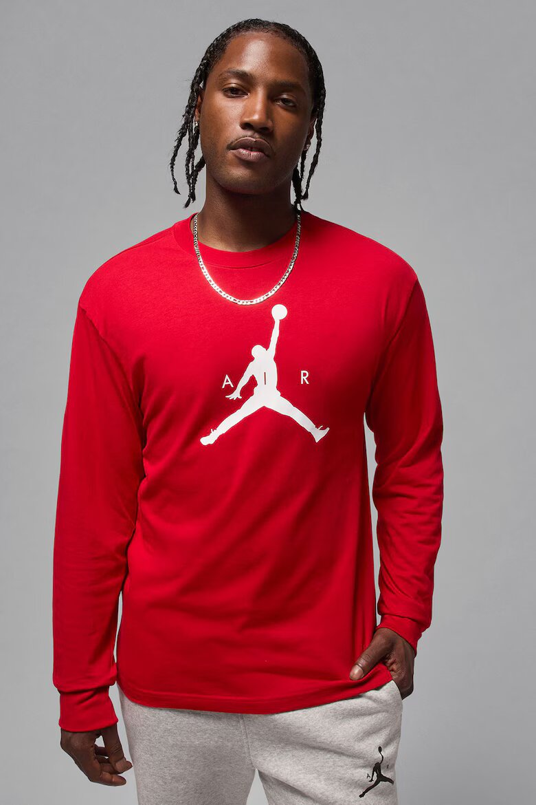 Nike Суитшърт за баскетбол Jumpman с овално деколте Червен