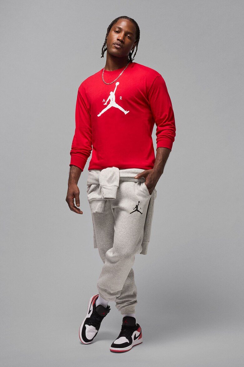 Nike Суитшърт за баскетбол Jumpman с овално деколте Червен
