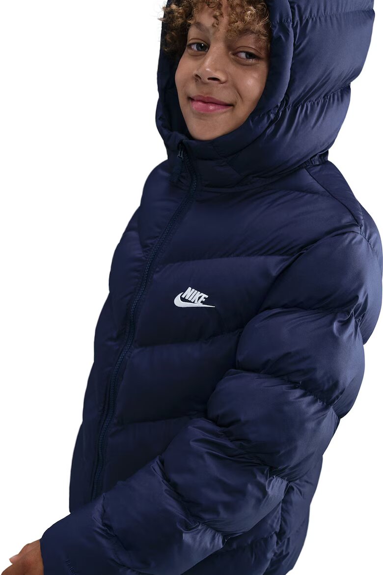 Nike Свободно подплатено зимно яке с лого Бял/Тъмносин