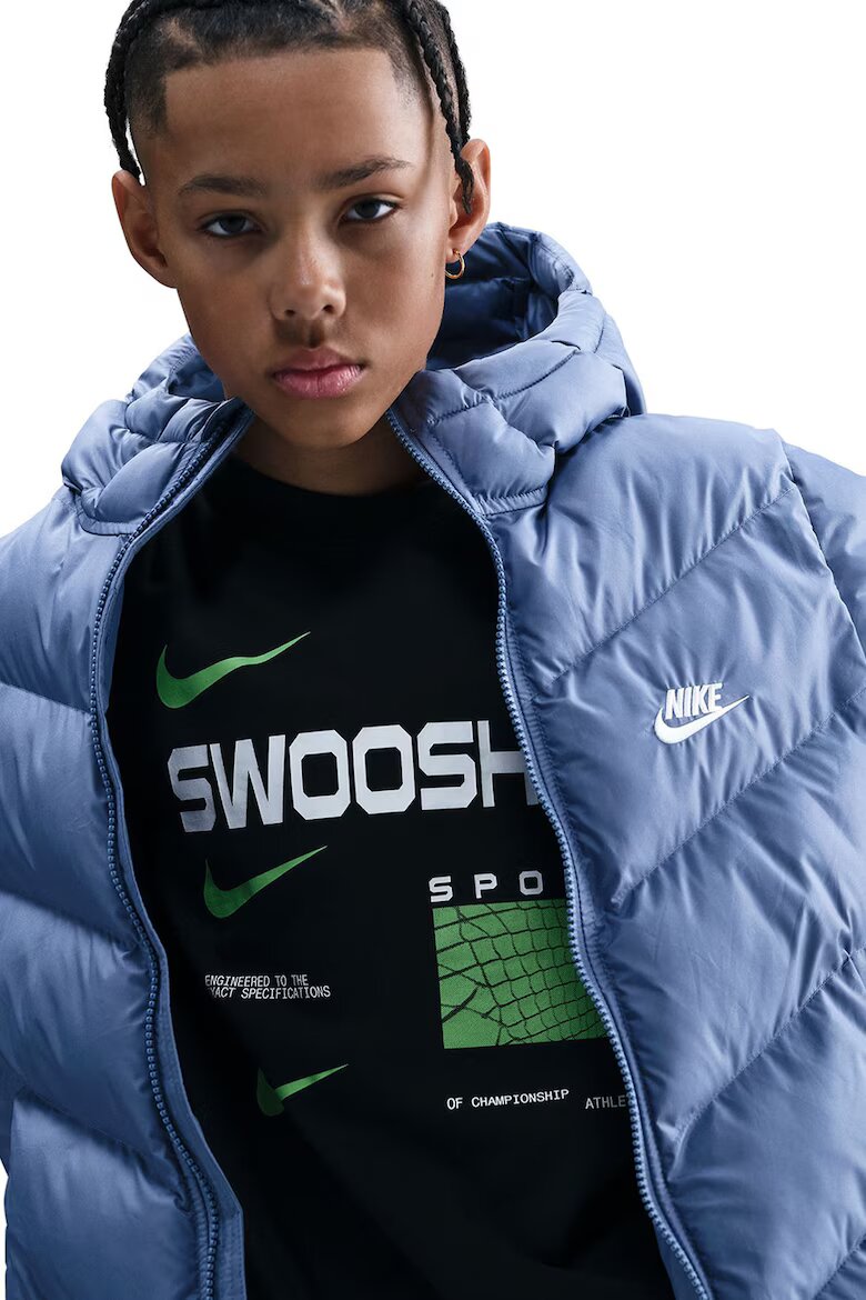 Nike Свободно подплатено зимно яке с лого Прашно синьо