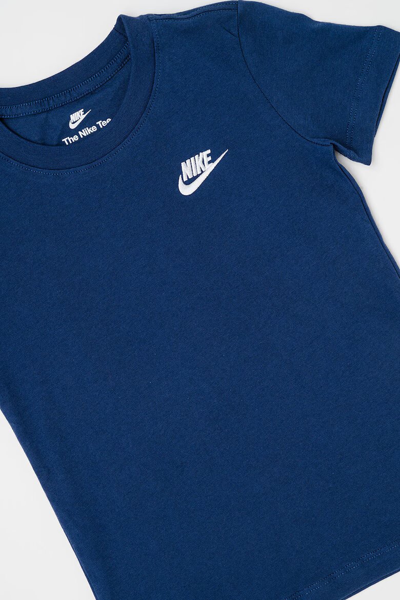 Nike Тениска Futura с овално деколте Бял/Тъмносин