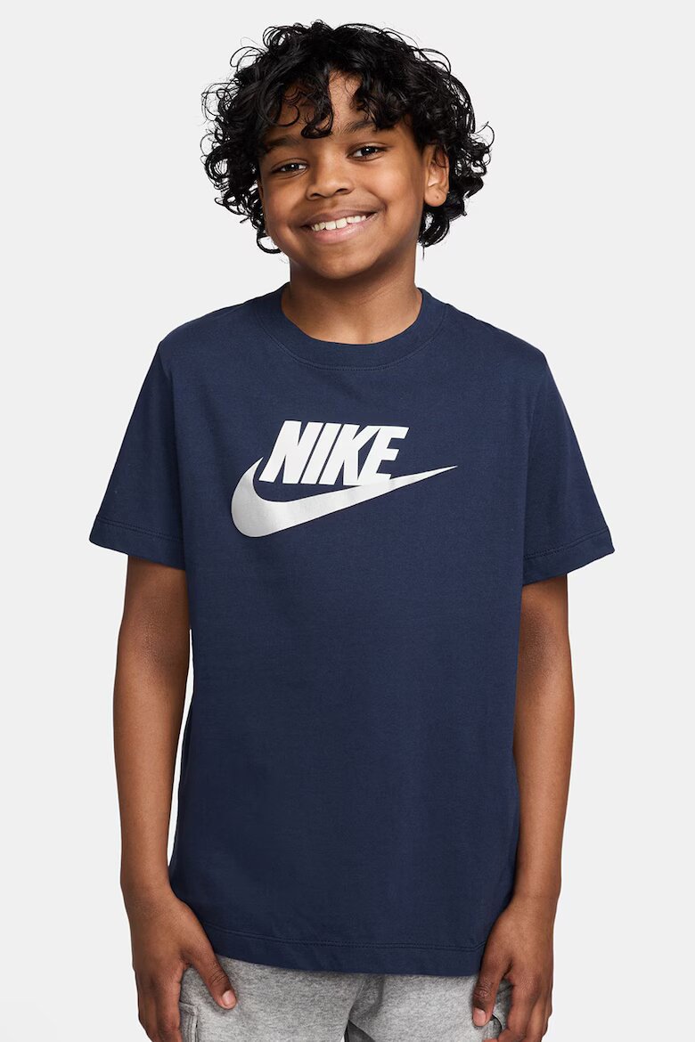 Nike Тениска Futura с овално деколте и лого Тъмносин