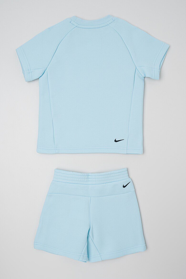 Nike Тениска и шорти с памук с лого Светлосин