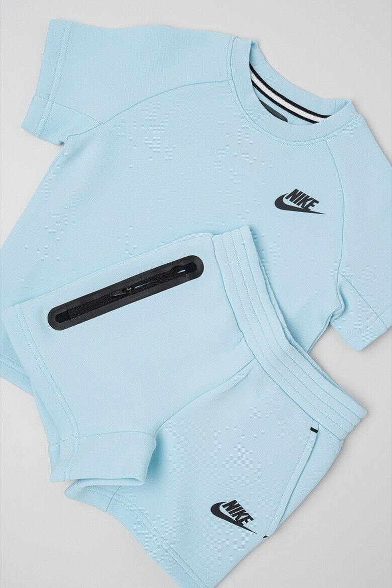 Nike Тениска и шорти с памук с лого Светлосин