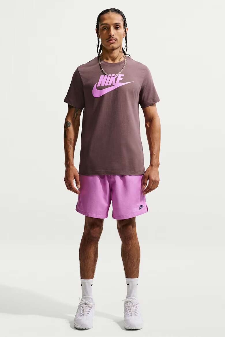 Nike Тениска Icon Futura с лого Розово/Тъмновиолетов
