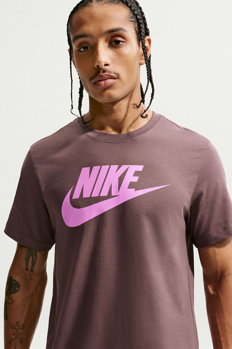 Nike Тениска Icon Futura с лого Розово/Тъмновиолетов