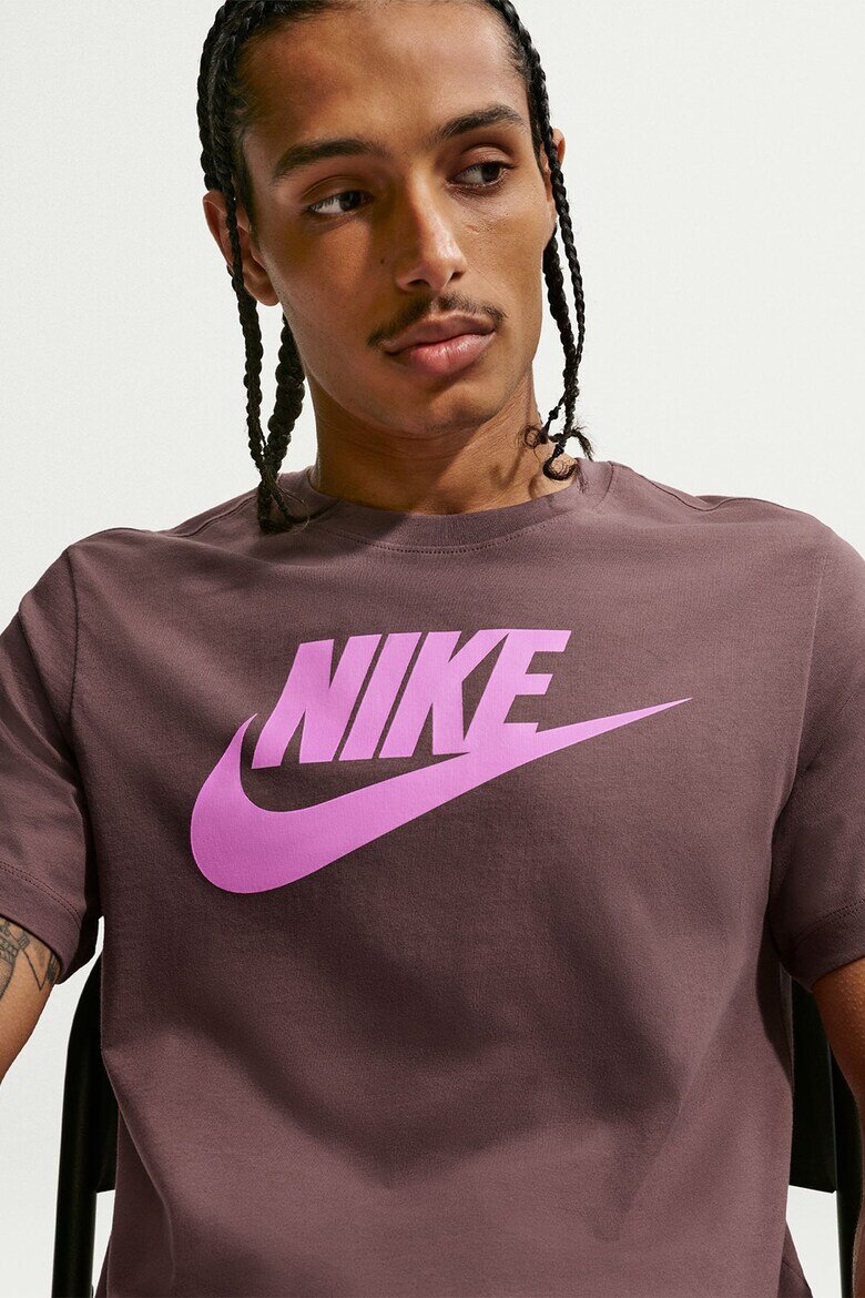 Nike Тениска Icon Futura с лого Розово/Тъмновиолетов
