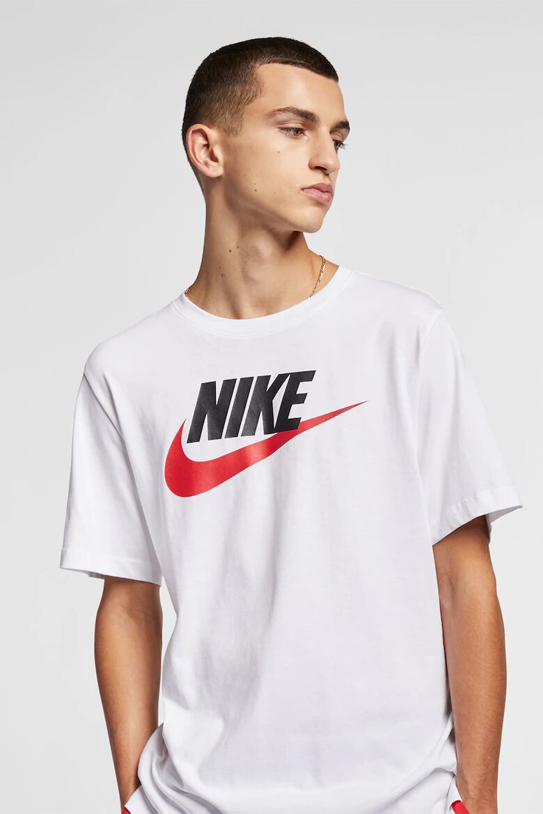 Nike Тениска Icon Futura с лого Тъмночервен/Избеляло черно/Бял