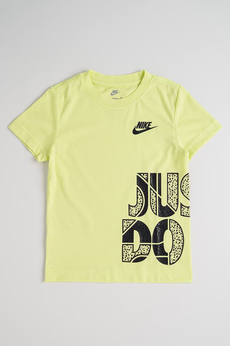 Nike Тениска с лого Черен/Лайм зелено
