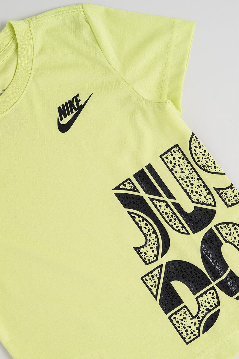 Nike Тениска с лого Черен/Лайм зелено