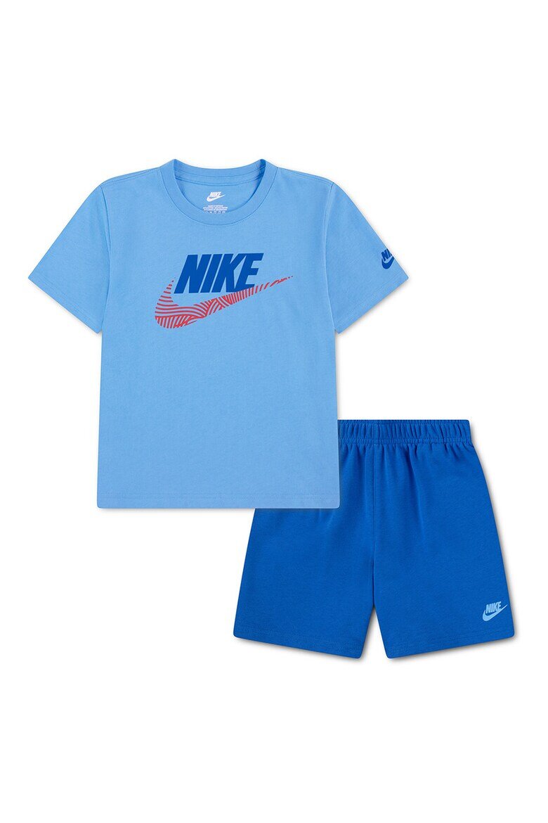 Nike Тениска с лого и къс панталон - 2 части Червен/Пастелносин/Кралско Синьо