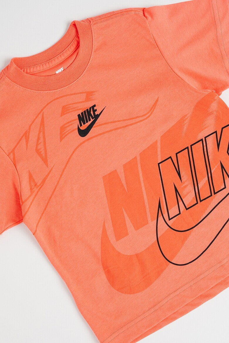 Nike Тениска с овално деколте и лого Черен/Розова сьомга