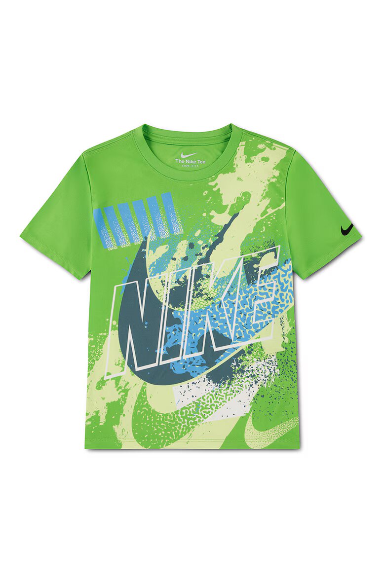 Nike Тениска с овално деколте и лого Зелен/Пастелносин