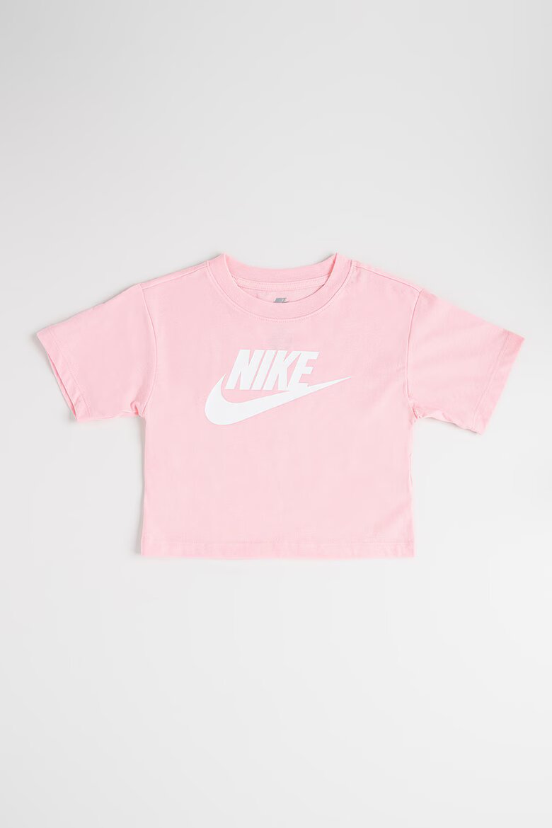 Nike Тениска с овално деколте с принт Бял/Пастелнорозов