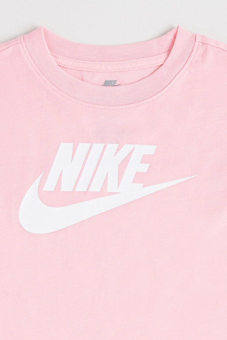 Nike Тениска с овално деколте с принт Бял/Пастелнорозов