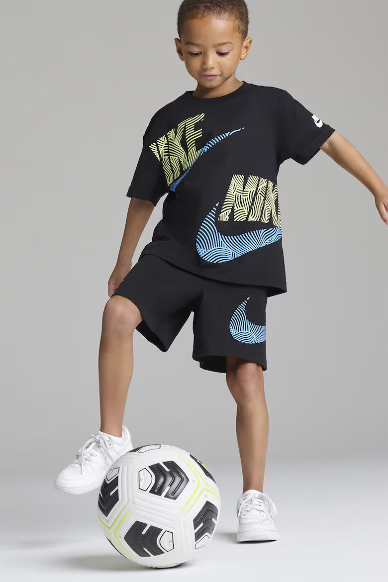 Nike Тениска с памук и лого и панталон - 2 части Пастелносин/Черен/Бледозелен