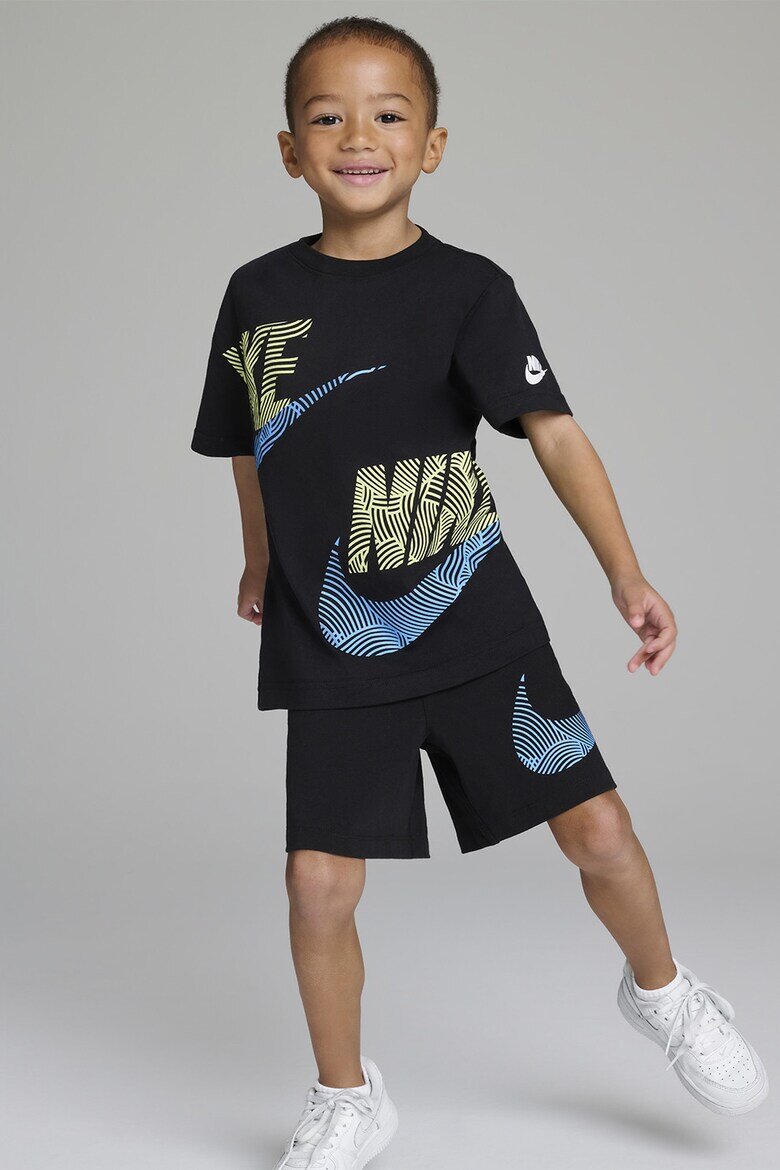 Nike Тениска с памук и лого и панталон - 2 части Пастелносин/Черен/Бледозелен