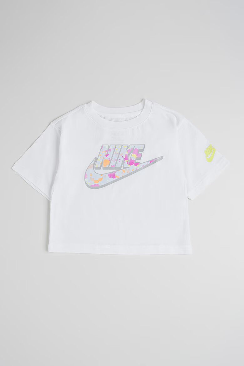 Nike Тениска с памук с лого Бял/Розово/Светлосин