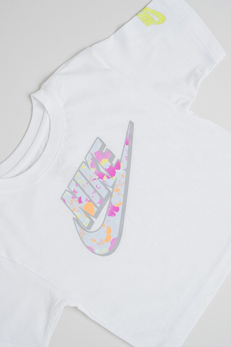 Nike Тениска с памук с лого Бял/Розово/Светлосин