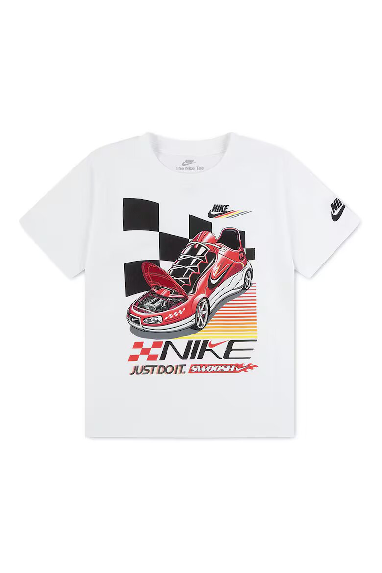 Nike Тениска с памук с овално деколте Червен/Избеляло черно/Бял