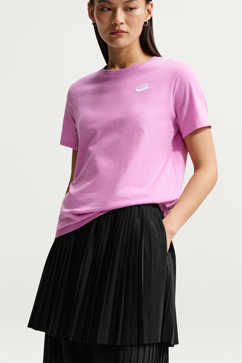 Nike Тениска Sportswear Club Essentials с овално деколте Пастелнорозов