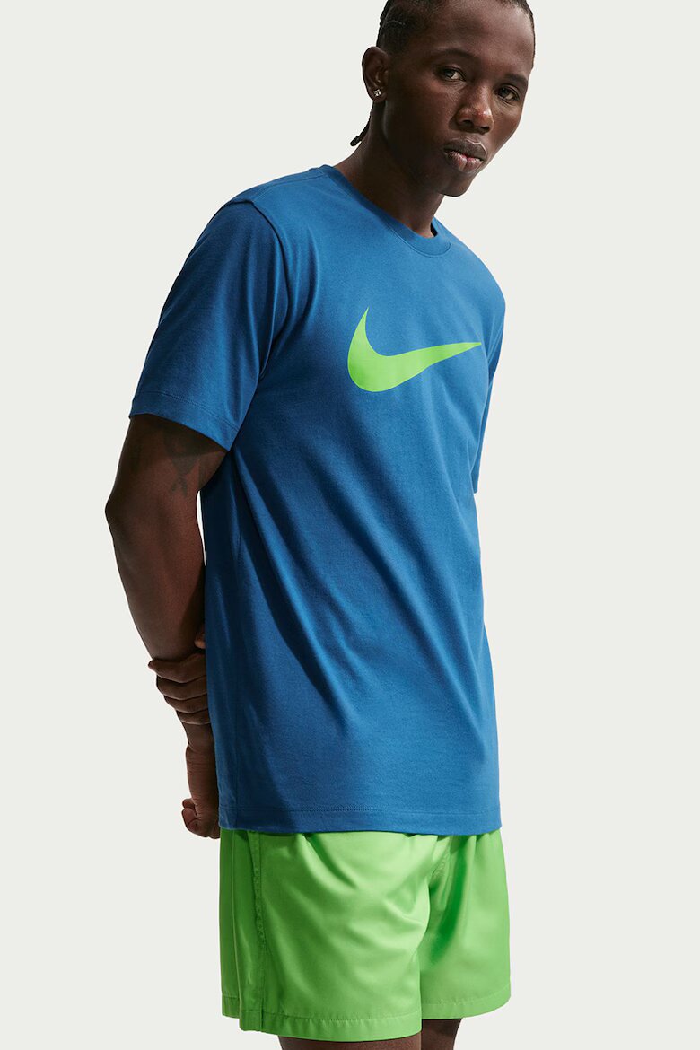 Nike Тениска Sportswear Swoosh с лого Лайм зелено/Син