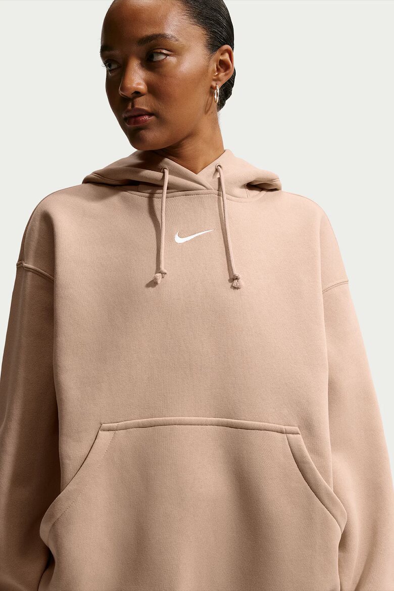 Nike Уголемено худи Phoenix с джоб кенгуру Бежов