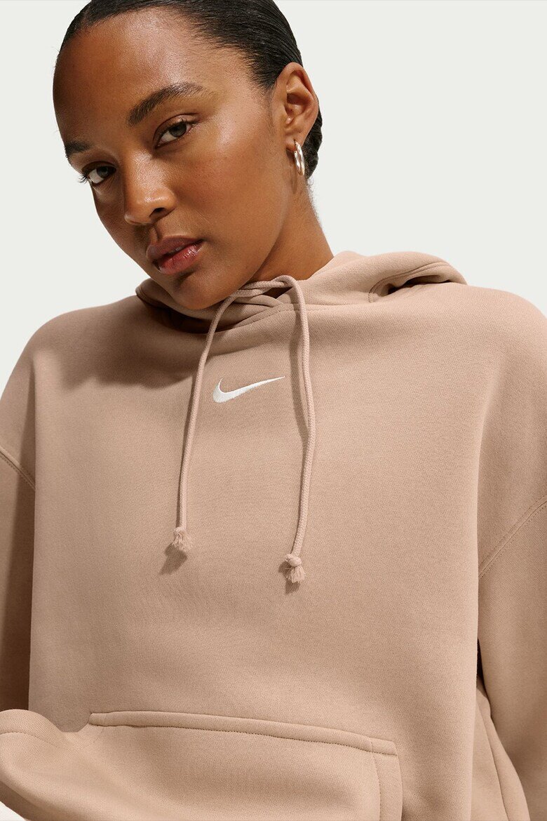 Nike Уголемено худи Phoenix с джоб кенгуру Бежов