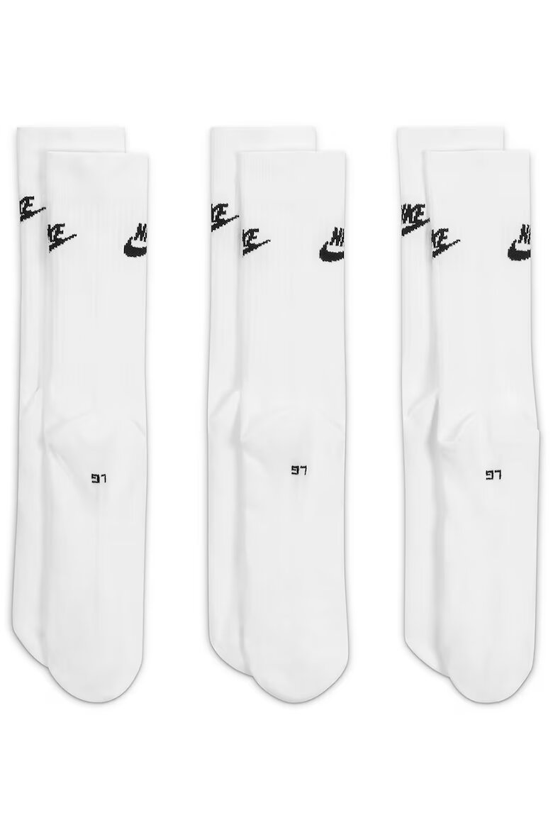 Nike Унисекс чирапи Everyday Essential - 3 чифта Бял/Избеляло черно