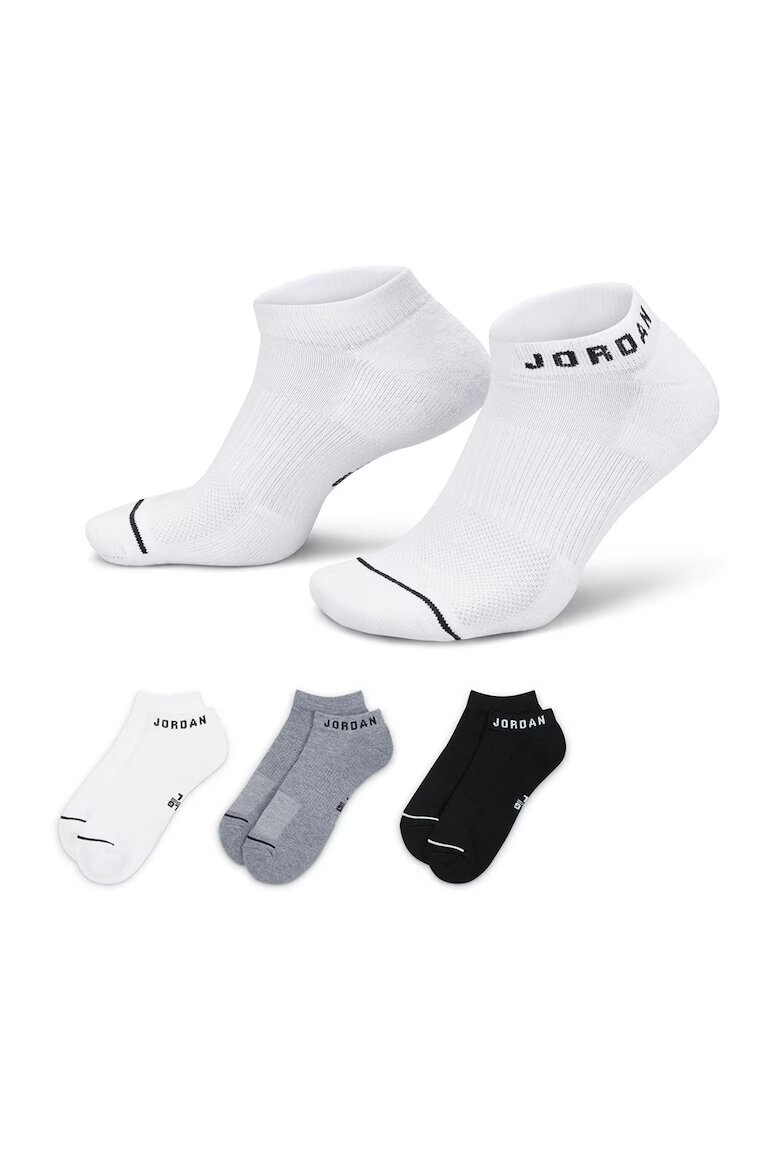 Nike Унисекс чорапи Jordan с лого - 3 чифта Бял/Черен/Сив меланж